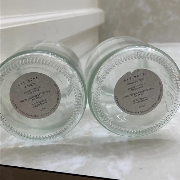 Rae Dunn Set of 2 jars- Bobby pins and ponytail holder Glass - Picture 3 of 4
